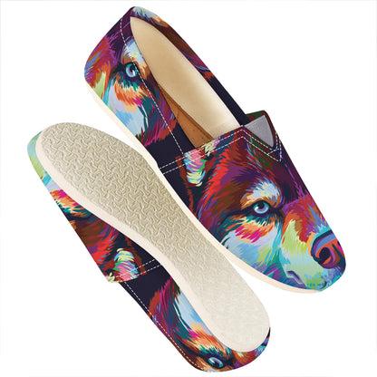 Colorful Siberian Husky Print Casual Shoes