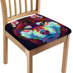 Colorful Siberian Husky Print Chair Cushion Cover