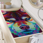 Colorful Siberian Husky Print Changing Pad Cover