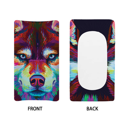 Colorful Siberian Husky Print Changing Pad Cover