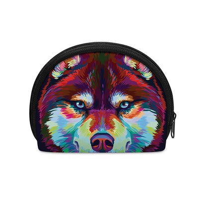 Colorful Siberian Husky Print Coin Purse