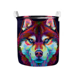 Colorful Siberian Husky Print Collapsible Laundry Basket
