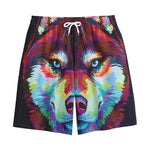 Colorful Siberian Husky Print Cotton Shorts