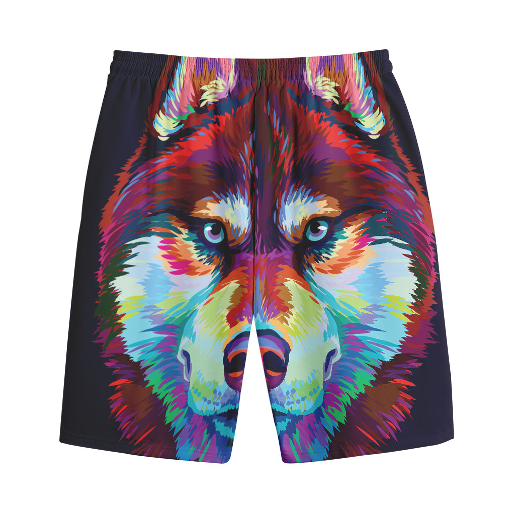 Colorful Siberian Husky Print Cotton Shorts