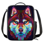 Colorful Siberian Husky Print Crossbody Lunch Bag
