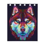 Colorful Siberian Husky Print Curtain