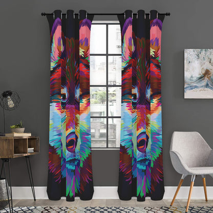 Colorful Siberian Husky Print Curtain