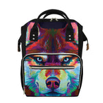 Colorful Siberian Husky Print Diaper Bag