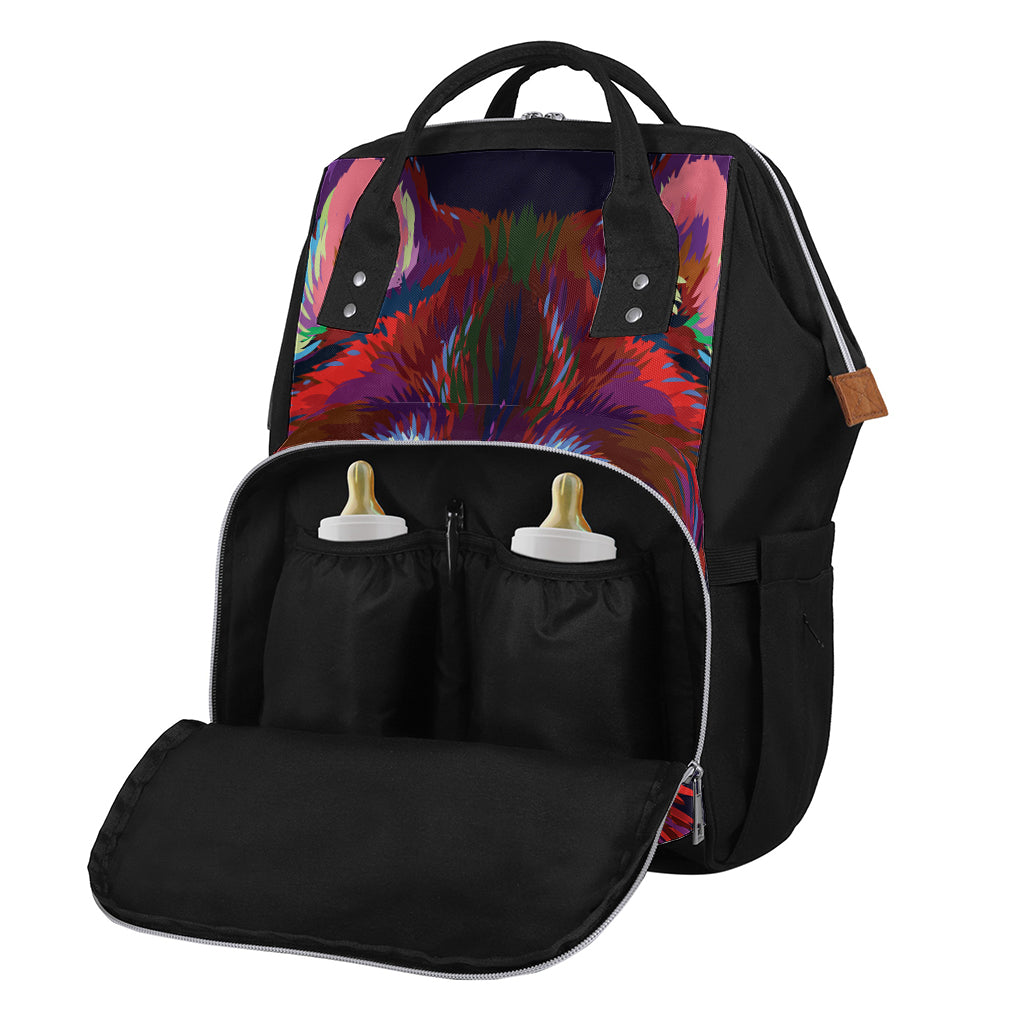 Colorful Siberian Husky Print Diaper Bag