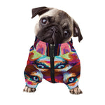 Colorful Siberian Husky Print Dog Zip Up Jacket
