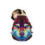 Colorful Siberian Husky Print Dog Zip Up Jacket