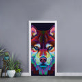 Colorful Siberian Husky Print Door Sticker