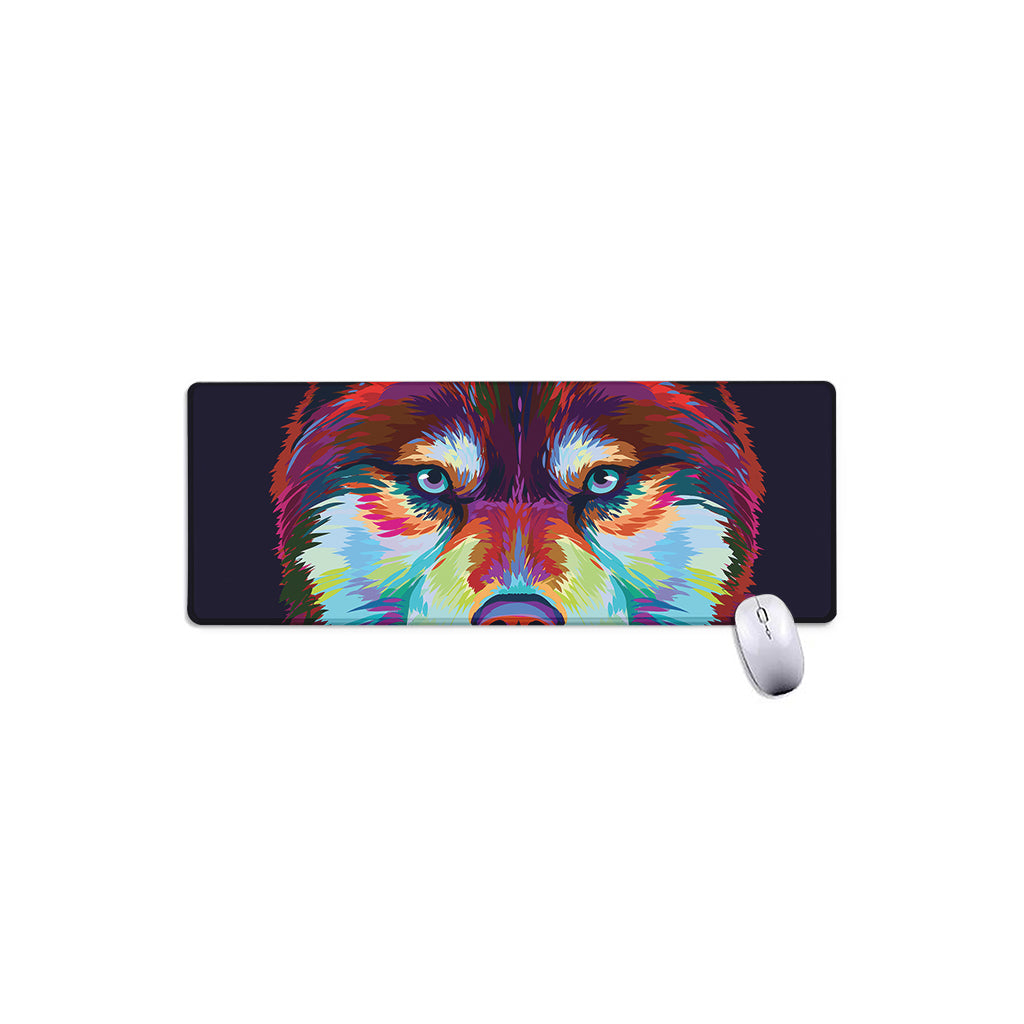 Colorful Siberian Husky Print Extended Mouse Pad