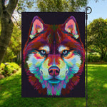 Colorful Siberian Husky Print Garden Flag