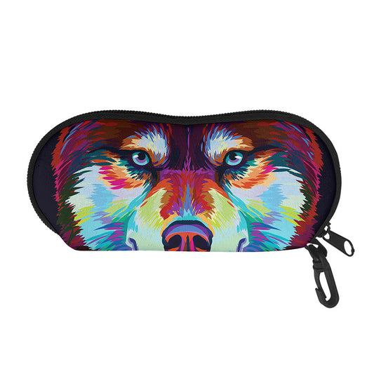 Colorful Siberian Husky Print Glasses Case