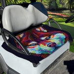 Colorful Siberian Husky Print Golf Cart Seat Cover