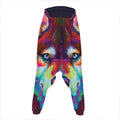 Colorful Siberian Husky Print Hammer Pants