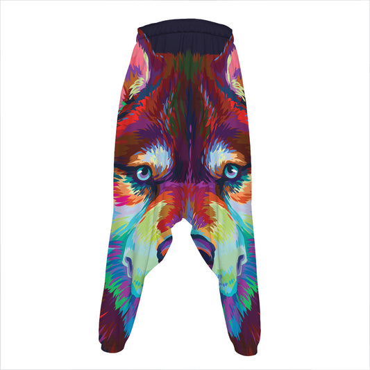 Colorful Siberian Husky Print Hammer Pants