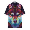 Colorful Siberian Husky Print Hawaiian Shirt