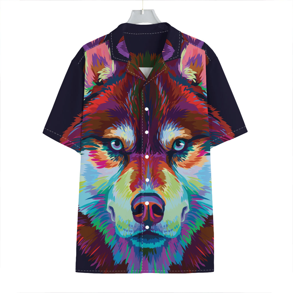 Colorful Siberian Husky Print Hawaiian Shirt