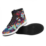 Colorful Siberian Husky Print High Top Leather Sneakers