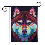 Colorful Siberian Husky Print House Flag
