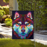 Colorful Siberian Husky Print House Flag