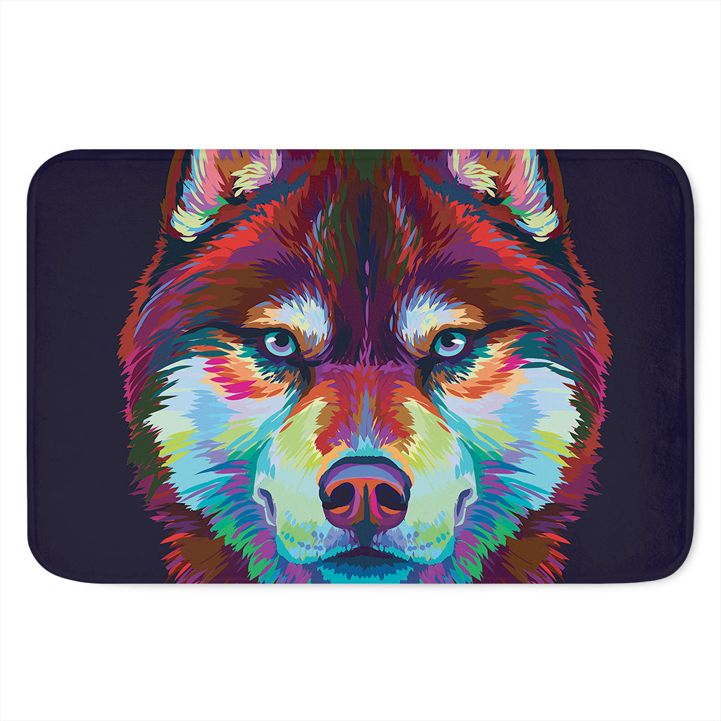 Colorful Siberian Husky Print Indoor Door Mat
