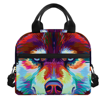 Colorful Siberian Husky Print Insulated Lunch Bag