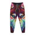 Colorful Siberian Husky Print Jogger Pants