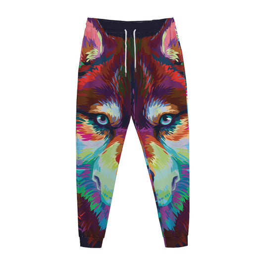 Colorful Siberian Husky Print Jogger Pants