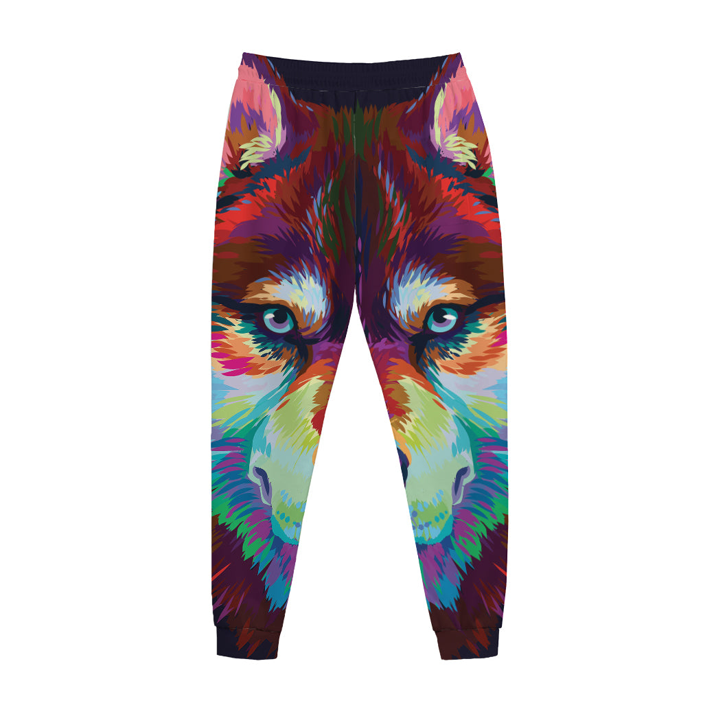 Colorful Siberian Husky Print Jogger Pants