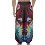Colorful Siberian Husky Print Lantern Pants