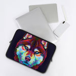 Colorful Siberian Husky Print Laptop Sleeve