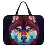 Colorful Siberian Husky Print Laptop Sleeve With Handle