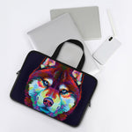 Colorful Siberian Husky Print Laptop Sleeve With Handle