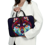 Colorful Siberian Husky Print Laptop Sleeve With Handle