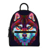 Colorful Siberian Husky Print Leather Backpack