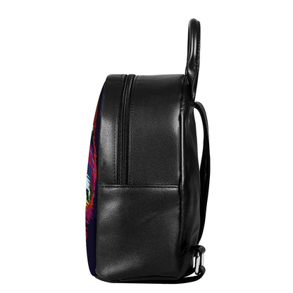 Colorful Siberian Husky Print Leather Backpack