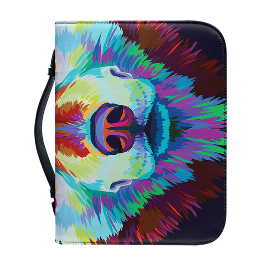 Colorful Siberian Husky Print Leather Bible Cover