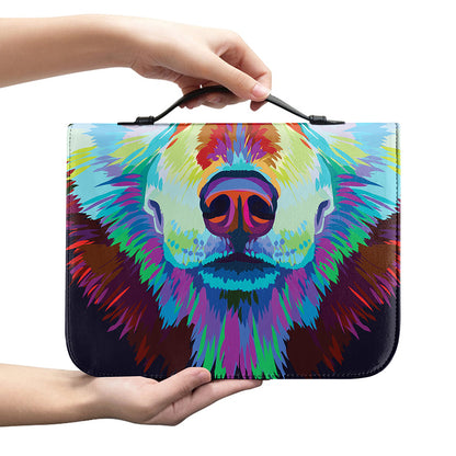 Colorful Siberian Husky Print Leather Bible Cover