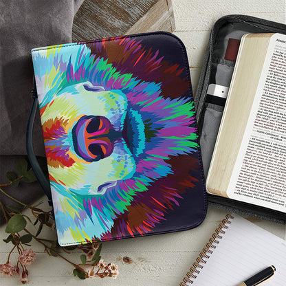 Colorful Siberian Husky Print Leather Bible Cover