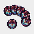 Colorful Siberian Husky Print Leather Coaster Set