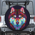 Colorful Siberian Husky Print Leather Spare Tire Cover