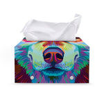 Colorful Siberian Husky Print Leather Tissue Box Cover