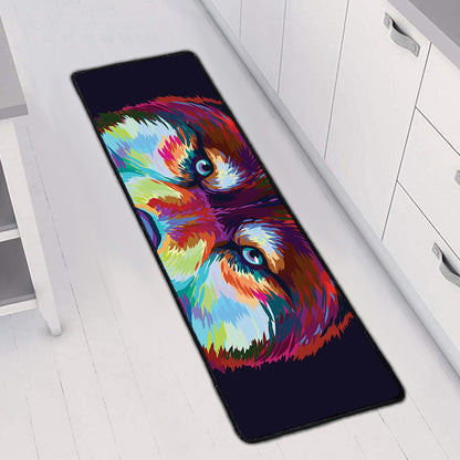 Colorful Siberian Husky Print Long Kitchen Mat