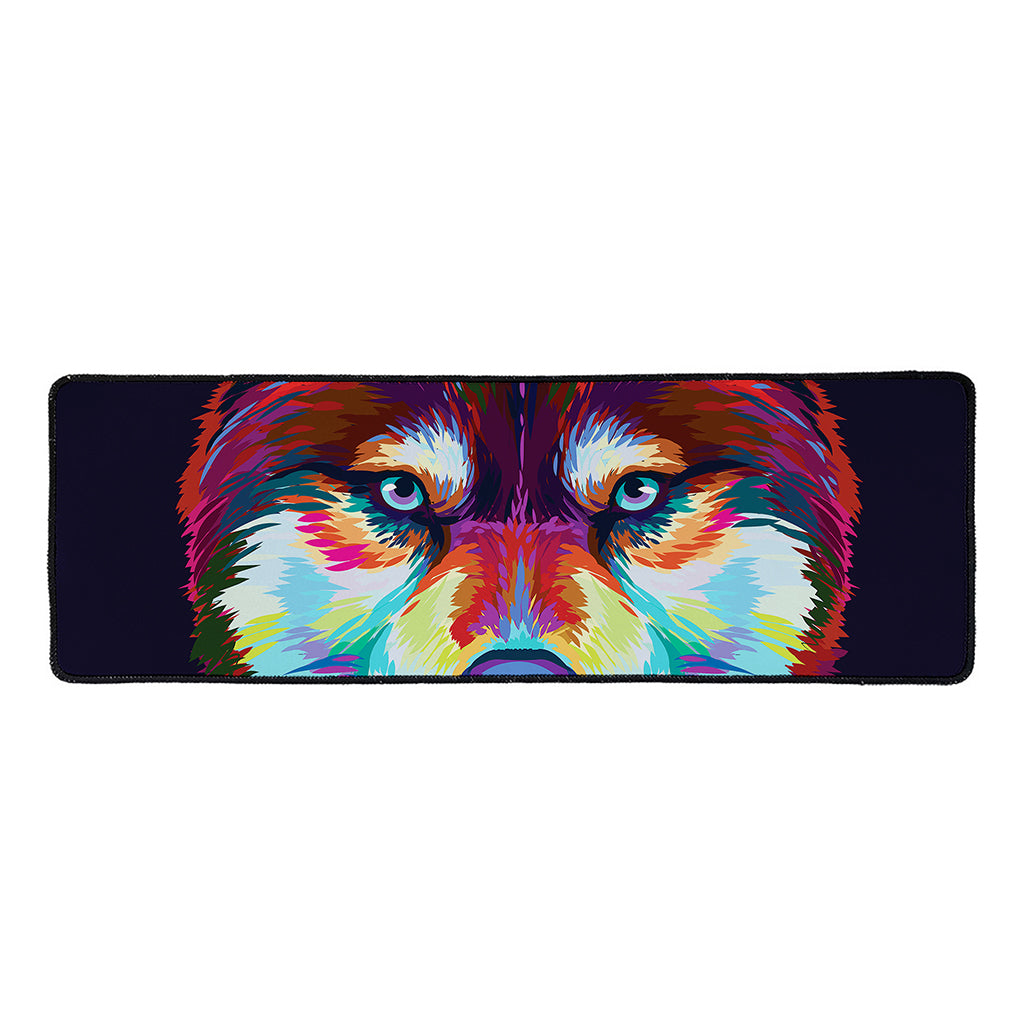Colorful Siberian Husky Print Long Kitchen Mat
