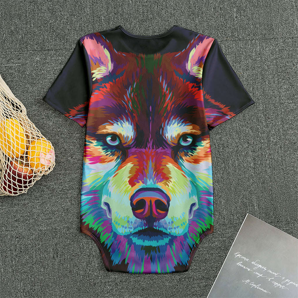 Colorful Siberian Husky Print Men's Bodysuit