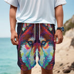 Colorful Siberian Husky Print Men's Cargo Shorts