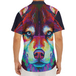 Colorful Siberian Husky Print Men's Deep V-Neck Shirt